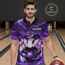 Load image into Gallery viewer, Purple Lightning thunder snake bowling shirts for men Custom bowling league shirts, gifts for bowlers NQS11402