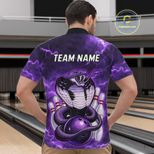 Load image into Gallery viewer, Purple Lightning thunder snake bowling shirts for men Custom bowling league shirts, gifts for bowlers NQS11402