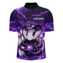 Load image into Gallery viewer, Purple Lightning thunder snake bowling shirts for men Custom bowling league shirts, gifts for bowlers NQS11402