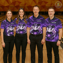 Load image into Gallery viewer, Purple Lightning thunder snake bowling shirts for men Custom bowling league shirts, gifts for bowlers NQS11402