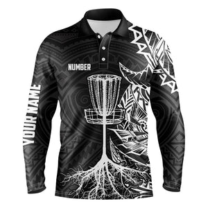 White tribal Mens disc golf polo shirt custom black disc golf basket jerseys team mens disc golf shirt NQS7585