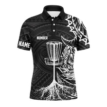 Load image into Gallery viewer, White tribal Mens disc golf polo shirt custom black disc golf basket jerseys team mens disc golf shirt NQS7585