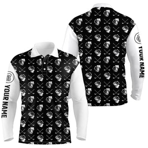 Black and white golf pattern Mens Golf polo shirts custom name golf beer outfit men golf clothes NQS6100