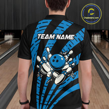 Load image into Gallery viewer, Custom Black and Blue camo Bowling Polo, Quarter Zip Shirt For Mens Custom Team bowling jerseys NQS10608