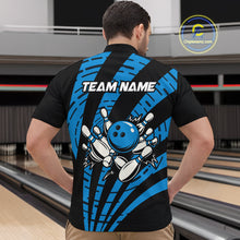 Load image into Gallery viewer, Custom Black and Blue camo Bowling Polo, Quarter Zip Shirt For Mens Custom Team bowling jerseys NQS10608