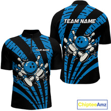 Load image into Gallery viewer, Custom Black and Blue camo Bowling Polo, Quarter Zip Shirt For Mens Custom Team bowling jerseys NQS10608