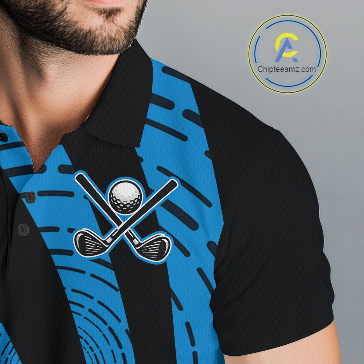 Custom Black and Blue camo Golf Polo Shirt For Men Custom men's golf tops, personalized golf gifts NQS10609