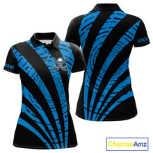 Load image into Gallery viewer, Custom Black and Blue camo Golf Polo Shirt For Women Custom ladies golf tops, personalized golf gifts NQS10609