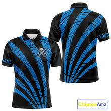 Load image into Gallery viewer, Custom Black and Blue camo Golf Polo Shirt For Men Custom men&#39;s golf tops, personalized golf gifts NQS10609