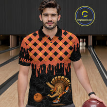 Load image into Gallery viewer, Funny Bowling Turkey Thanksgiving Mens Bowling Shirt Orange Pumpkin Custom Team Bowling Jersey NQS10840