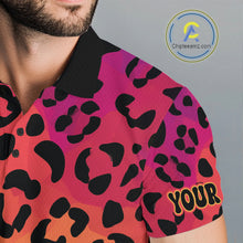 Load image into Gallery viewer, Custom Colorful rainbow pattern Mens golf polo shirt, Personalized animal print golf shirt outfit NQS10405