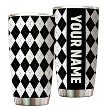 Load image into Gallery viewer, Multicolor argyle pattern Custom name Golf Stainless Steel Tumbler Cup - personalized golf gifts NQS9866