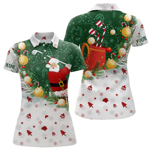 Christmas Santa Playing Golf Womens golf polo shirts Custom Christmas golf outfit For Women Golf Gifts NQS8208