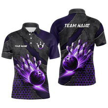 Load image into Gallery viewer, Bowling Jersey For Men Custom Bowling Polo, Quarter-Zip Shirt for Team Bowlers | Purple NQS7600