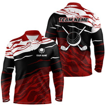 Load image into Gallery viewer, Red, white and black camo Mens Golf Polo Shirts custom men golf tops gifts for the golfer NQS9150
