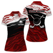 Load image into Gallery viewer, Red, white and black camo Womens Golf Polo Shirts custom women golf tops gifts for the golfer NQS9150