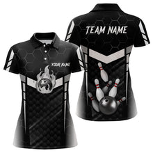 Load image into Gallery viewer, Personalized Bowling Polo, Quarter Zip Shirts For Women Custom Bowling Team Jerseys | Black NQS8479