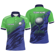 Load image into Gallery viewer, Green And Blue Camo Mens golf polo shirts custom golf apparel for men, best men golf wears NQS7847