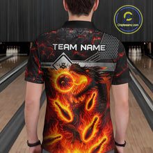 Load image into Gallery viewer, Black And Red Flame Custom Dragon Bowling Shirts For Men, Bowling League Shirts NQS11070