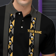 Load image into Gallery viewer, Personalized Black Retro Bowling shirts For Men custom Here for the beer bowling team jerseys NQS9409