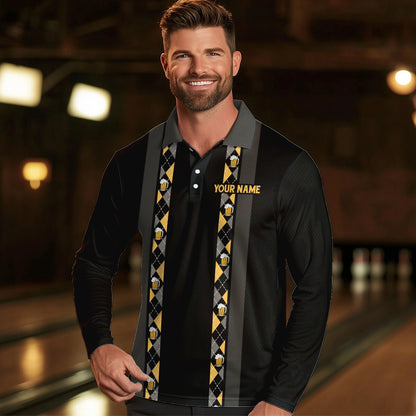 Personalized Black Retro Bowling shirts For Men custom Here for the beer bowling team jerseys NQS9409