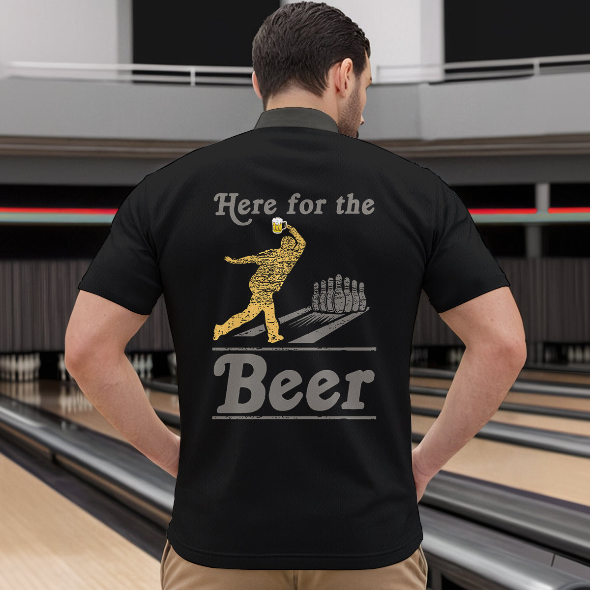 Personalized Black Retro Bowling shirts For Men custom Here for the beer bowling team jerseys NQS9409