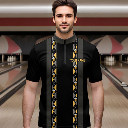 Personalized Black Retro Bowling shirts For Men custom Here for the beer bowling team jerseys NQS9409