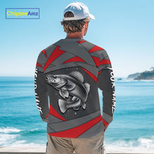Load image into Gallery viewer, Gray and Red Walleye Fishing Jersey Custom Walleye Fishing Shirt for Team, personalized fishing gifts NQS10899