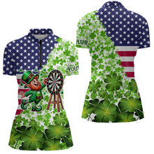 Load image into Gallery viewer, American flag St Patrick day shamrock pattern custom St Patrick Team Darts Shirts For Women NQS9582