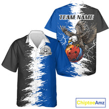 Load image into Gallery viewer, Lightning Thunder Eagle Bowling Hawaiian Shirt Custom bowling Team Button up shirts | Blue NQS11309