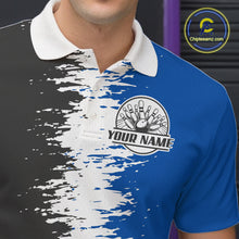 Load image into Gallery viewer, Lightning Thunder Eagle Bowling Polo, Quarter Zip Shirt For Men Custom bowling Team jerseys | Blue NQS11309