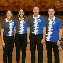 Load image into Gallery viewer, Lightning Thunder Eagle Bowling Polo, Quarter Zip Shirt For Men Custom bowling Team jerseys | Blue NQS11309
