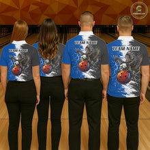 Load image into Gallery viewer, Lightning Thunder Eagle Bowling Polo, Quarter Zip Shirt For Men Custom bowling Team jerseys | Blue NQS11309