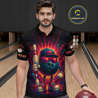 Personalized Funny Bowling Polo, Quarter Zip Shirts For men Custom Team Bowling League Jerseys NQS11111