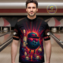 Load image into Gallery viewer, Personalized Funny Bowling Polo, Quarter Zip Shirts For men Custom Team Bowling League Jerseys NQS11111