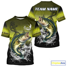 Load image into Gallery viewer, Personalized Largemouth Bass Fishing green scales fishing shirts Custom performance fishing apparel NQS11115