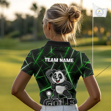 Load image into Gallery viewer, Black and Green Funny Panda Playing Golf Polo Shirt For Women Custom ladies golf clothes golf gift NQS10740