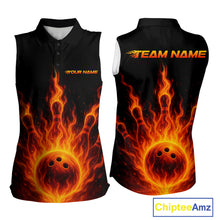 Load image into Gallery viewer, Custom Flame Bowling Sleeveless Polo Shirt Custom Team Bowling Uniform NQS10521