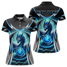 Load image into Gallery viewer, Blue Lightning Dragon Bowling shirts for Women Custom team bowling jerseys, gifts for bowler NQS9272