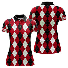 Load image into Gallery viewer, Womens golf polo shirts custom red argyle plaid pattern golf attire for women, golf gifts NQS7696