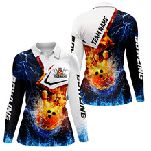 Load image into Gallery viewer, Fire and Water bowling ball pins Bowling shirts for Women Custom Lightning Team Bowling Jerseys NQS7701