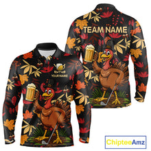 Load image into Gallery viewer, Funny Turkey Golf Beer Thanksgiving golf shirt Custom Funny golf shirts for men, mens golf clothes NQS10964