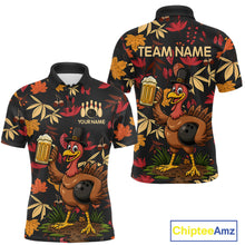 Load image into Gallery viewer, Funny Turkey Bowling Beer Thanksgiving pattern Custom Team bowling jerseys men, bowling gifts for men NQS10963