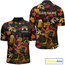 Load image into Gallery viewer, Funny Turkey Bowling Beer Thanksgiving pattern Custom Team bowling jerseys men, bowling gifts for men NQS10963