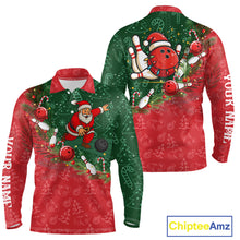 Load image into Gallery viewer, Christmas Santa Mens Bowling Polo, Quarter Zip Shirt Custom Christmas Team Bowling outfit For Men NQS10342