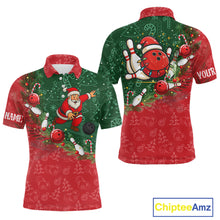 Load image into Gallery viewer, Christmas Santa Mens Bowling Polo, Quarter Zip Shirt Custom Christmas Team Bowling outfit For Men NQS10342