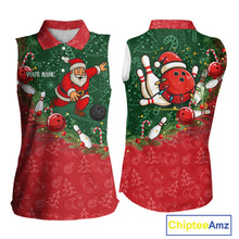 Load image into Gallery viewer, Christmas Santa Women Bowling Sleeveless Polo Shirt Custom Christmas Team Bowling outfit For Ladies NQS10342