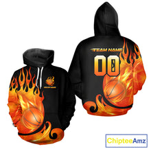 Load image into Gallery viewer, Black and Orange Flame Basketball Team Jerseys, Personalized Name and Number Basketball Uniform NQS11355