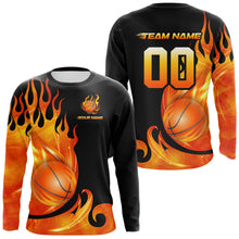 Load image into Gallery viewer, Black and Orange Flame Basketball Team Jerseys, Personalized Name and Number Basketball Uniform NQS11355