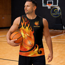Load image into Gallery viewer, Black and Orange Flame Basketball Team Jerseys, Personalized Name and Number Basketball Uniform NQS11355
